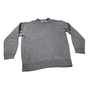 Tommy Hilfiger Men's Medium Gray Crew Neck Sweatshirt Ribbed cuffs Grandpa style